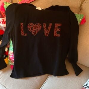 Time and Tru Black Long-Sleeve Top with Red Leopard LOVE Graphic